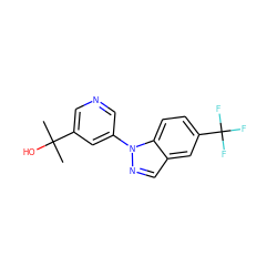 CC(C)(O)c1cncc(-n2ncc3cc(C(F)(F)F)ccc32)c1 ZINC000221340692