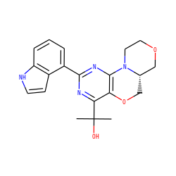 CC(C)(O)c1nc(-c2cccc3[nH]ccc23)nc2c1OC[C@H]1COCCN21 ZINC000218050119