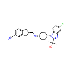 CC(C)(O)c1nc2cc(Cl)ccc2n1[C@H]1CC[C@@H](NC[C@@H]2Cc3ccc(C#N)cc3C2)CC1 ZINC000299845178
