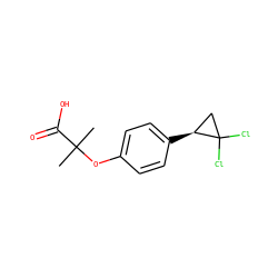 CC(C)(Oc1ccc([C@H]2CC2(Cl)Cl)cc1)C(=O)O ZINC000000004942