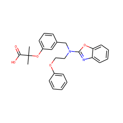 CC(C)(Oc1cccc(CN(CCOc2ccccc2)c2nc3ccccc3o2)c1)C(=O)O ZINC000028900597