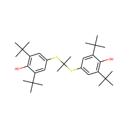 CC(C)(Sc1cc(C(C)(C)C)c(O)c(C(C)(C)C)c1)Sc1cc(C(C)(C)C)c(O)c(C(C)(C)C)c1 ZINC000001530755