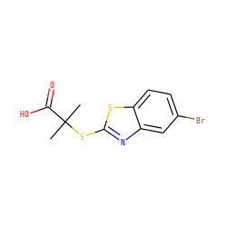 CC(C)(Sc1nc2cc(Br)ccc2s1)C(=O)O ZINC000045319006