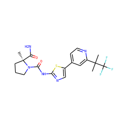 CC(C)(c1cc(-c2cnc(NC(=O)N3CCC[C@@]3(C)C(N)=O)s2)ccn1)C(F)(F)F ZINC000098196166