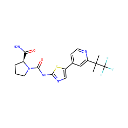 CC(C)(c1cc(-c2cnc(NC(=O)N3CCC[C@H]3C(N)=O)s2)ccn1)C(F)(F)F ZINC000096272374