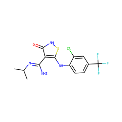 CC(C)/N=C(\N)c1c(Nc2ccc(C(F)(F)F)cc2Cl)s[nH]c1=O ZINC000034802644