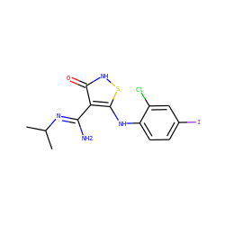 CC(C)/N=C(\N)c1c(Nc2ccc(I)cc2Cl)s[nH]c1=O ZINC000034802640
