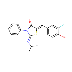 CC(C)/N=C1\S/C(=C\c2ccc(O)c(F)c2)C(=O)N1c1ccccc1 ZINC000049072923