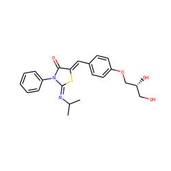 CC(C)/N=C1\S/C(=C\c2ccc(OC[C@H](O)CO)cc2)C(=O)N1c1ccccc1 ZINC000049125332