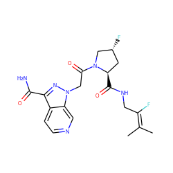 CC(C)=C(F)CNC(=O)[C@@H]1C[C@@H](F)CN1C(=O)Cn1nc(C(N)=O)c2ccncc21 ZINC000206547357