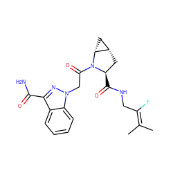 CC(C)=C(F)CNC(=O)[C@@H]1C[C@H]2C[C@H]2N1C(=O)Cn1nc(C(N)=O)c2ccccc21 ZINC000142630154