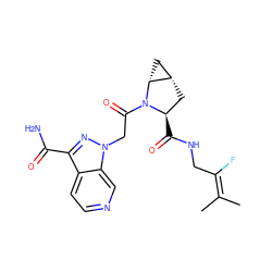 CC(C)=C(F)CNC(=O)[C@@H]1C[C@H]2C[C@H]2N1C(=O)Cn1nc(C(N)=O)c2ccncc21 ZINC000206552964