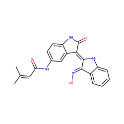 CC(C)=CC(=O)Nc1ccc2c(c1)/C(=C1/Nc3ccccc3/C1=N\O)C(=O)N2 ZINC000653857050