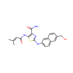 CC(C)=CC(=O)Nc1sc(Nc2ccc3cc(CO)ccc3c2)nc1C(N)=O ZINC000473164970