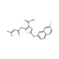 CC(C)=CC(=O)Nc1sc(Nc2ccc3ccc(F)cc3c2)nc1C(N)=O ZINC000473164961