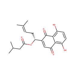 CC(C)=CC[C@@H](OC(=O)CC(C)C)C1=CC(=O)c2c(O)ccc(O)c2C1=O ZINC000002516907
