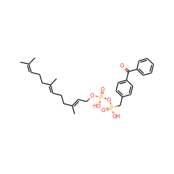 CC(C)=CCC/C(C)=C/CC/C(C)=C/CO[P@@](=O)(O)O[P@](=O)(O)Cc1ccc(C(=O)c2ccccc2)cc1 ZINC000049694863