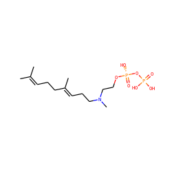 CC(C)=CCC/C(C)=C/CCN(C)CCO[P@@](=O)(O)OP(=O)(O)O ZINC000013473664