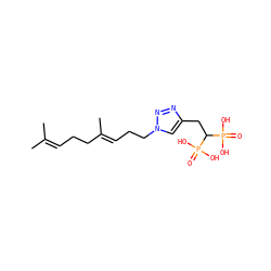 CC(C)=CCC/C(C)=C/CCn1cc(CC(P(=O)(O)O)P(=O)(O)O)nn1 ZINC000211366795
