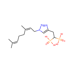 CC(C)=CCC/C(C)=C\Cn1cc(CC(P(=O)(O)O)P(=O)(O)O)nn1 ZINC000095593377