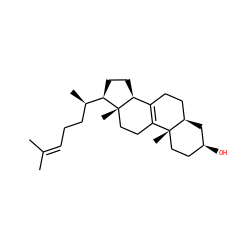 CC(C)=CCC[C@@H](C)[C@H]1CC[C@H]2C3=C(CC[C@@]21C)[C@@]1(C)CC[C@H](O)C[C@@H]1CC3 ZINC000003824122