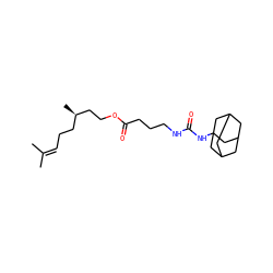 CC(C)=CCC[C@@H](C)CCOC(=O)CCCNC(=O)NC12CC3CC(CC(C3)C1)C2 ZINC000013560475