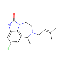 CC(C)=CCN1CCn2c(=O)[nH]c3cc(Cl)cc(c32)[C@H]1C ZINC000006490980