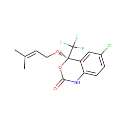 CC(C)=CCO[C@@]1(C(F)(F)F)OC(=O)Nc2ccc(Cl)cc21 ZINC000005854249