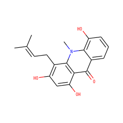 CC(C)=CCc1c(O)cc(O)c2c(=O)c3cccc(O)c3n(C)c12 ZINC000014819123