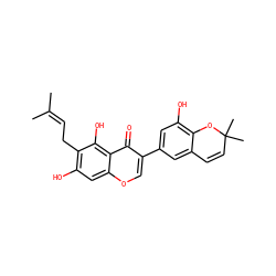 CC(C)=CCc1c(O)cc2occ(-c3cc(O)c4c(c3)C=CC(C)(C)O4)c(=O)c2c1O ZINC000015251810