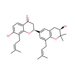 CC(C)=CCc1cc([C@@H]2CC(=O)c3ccc(O)c(CC=C(C)C)c3O2)cc2c1OC(C)(C)[C@H](O)C2 ZINC000013460794