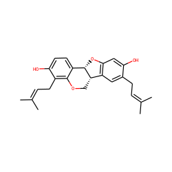 CC(C)=CCc1cc2c(cc1O)O[C@H]1c3ccc(O)c(CC=C(C)C)c3OC[C@@H]21 ZINC000013485437