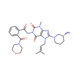 CC(C)=CCn1c(N2CCC[C@@H](N)C2)nc2c1c(=O)n(CC(=O)c1ccccc1C(=O)N1CCOCC1)c(=O)n2C ZINC000114289652