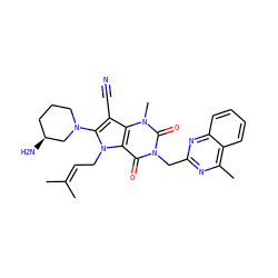 CC(C)=CCn1c(N2CCC[C@H](N)C2)c(C#N)c2c1c(=O)n(Cc1nc(C)c3ccccc3n1)c(=O)n2C ZINC000073259044