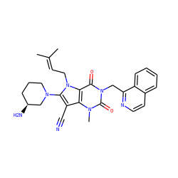 CC(C)=CCn1c(N2CCC[C@H](N)C2)c(C#N)c2c1c(=O)n(Cc1nccc3ccccc13)c(=O)n2C ZINC000073259042