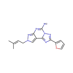 CC(C)=CCn1cc2c(nc(N)n3nc(-c4ccco4)nc23)n1 ZINC000013672035
