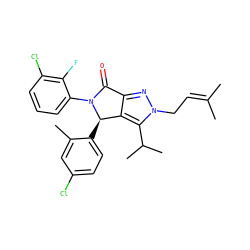 CC(C)=CCn1nc2c(c1C(C)C)[C@@H](c1ccc(Cl)cc1C)N(c1cccc(Cl)c1F)C2=O ZINC000206103316