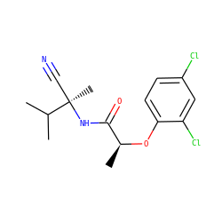 CC(C)[C@@](C)(C#N)NC(=O)[C@H](C)Oc1ccc(Cl)cc1Cl ZINC000010646104