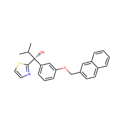 CC(C)[C@@](O)(c1cccc(OCc2ccc3ccccc3c2)c1)c1nccs1 ZINC000026283264