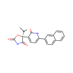 CC(C)[C@@]1(c2ccc(-c3ccc4ccccc4c3)[nH]c2=O)OC(=O)NC1=O ZINC000071332235