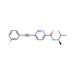 CC(C)[C@@H](C)NC(=O)c1ccc(C#Cc2cccc(F)c2)cn1 ZINC000096933550
