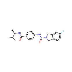 CC(C)[C@@H](C)NC(=O)c1ccc(NC(=O)N2Cc3ccc(F)cc3C2)cc1 ZINC000167498164