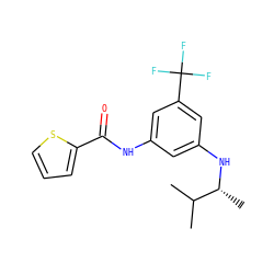 CC(C)[C@@H](C)Nc1cc(NC(=O)c2cccs2)cc(C(F)(F)F)c1 ZINC000299837161