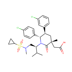 CC(C)[C@@H](CN(C)S(=O)(=O)C1CC1)N1C(=O)[C@@](C)(CC(=O)O)C[C@H](c2cccc(Cl)c2)[C@H]1c1ccc(Cl)cc1 ZINC000103243827