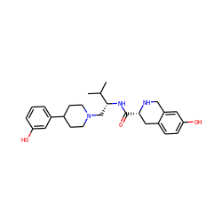CC(C)[C@@H](CN1CCC(c2cccc(O)c2)CC1)NC(=O)[C@H]1Cc2ccc(O)cc2CN1 ZINC000230816011