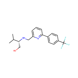 CC(C)[C@@H](CO)NCc1cccc(-c2ccc(C(F)(F)F)cc2)n1 ZINC000204421239