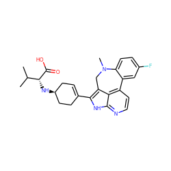 CC(C)[C@@H](N[C@H]1CC=C(c2[nH]c3nccc4c3c2CN(C)c2ccc(F)cc2-4)CC1)C(=O)O ZINC001772579754
