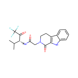 CC(C)[C@@H](NC(=O)CN1CCc2c([nH]c3ccccc23)C1=O)C(=O)C(F)(F)F ZINC000013740118