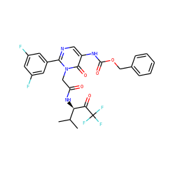 CC(C)[C@@H](NC(=O)Cn1c(-c2cc(F)cc(F)c2)ncc(NC(=O)OCc2ccccc2)c1=O)C(=O)C(F)(F)F ZINC000026017471
