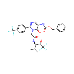 CC(C)[C@@H](NC(=O)Cn1c(-c2ccc(C(F)(F)F)cc2)ncc(NC(=O)OCc2ccccc2)c1=O)C(=O)C(F)(F)F ZINC000026018520